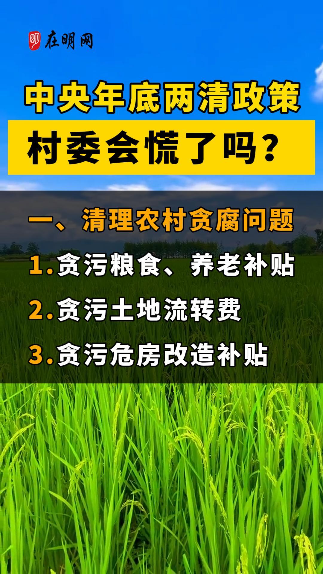 中央年底两清政策村委会慌了吗?